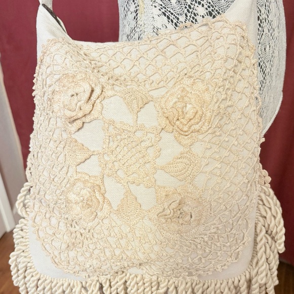 Antique Lace Layered Shabby Chic Bag Ruffle Purse Crossbody Shoulder Adj Strap - Picture 11 of 12